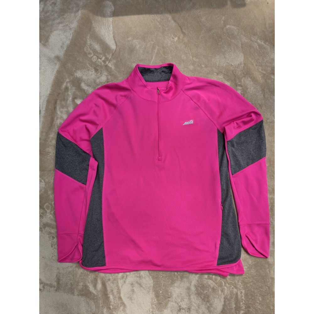 AVIA Womens Large Activewear 1/4 Zip Pink Sweatshirt Running Thumb L EUC